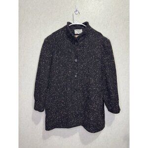 Womens Wool Blend Mandarin Collar Button Down Speckled Pink Jacket Coat Sz 22